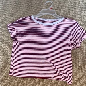 stripped red and white shirt